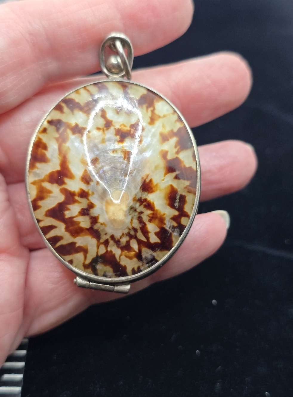 Sterling 925 Limpet Shell Locket Trinket Pendant Pill Box Vintage - Picture 7 of 11